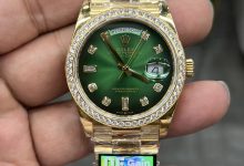 QF Rolex Day-Date 36mm Smoky Green Diamond Bezel Diamond Marker Weighted Edition 157g-Bokey Time