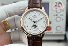 Rolex Cellini Moonphase Style Dress Watch 40mm ETA 2824-2 Swiss Movement Stainless Steel Case Sapphire Crystal Leather Strap-Bokey Time