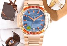 Patek Philippe Nautilus Ladies Jewelry Watch | 35mm Rose Gold Garnet Gradient Set Timepiece-Bokey Time
