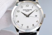 Classic Platinum-Style Dress Watch 5296 V3 Upgrade – Ultra-Thin Case, Domed Sapphire Crystal, Italian Leather Strap, Automatic Movement-Bokey Time