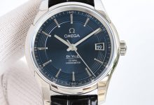 Omega De Ville “Bright Blue Dial / Side-Open” Leather Strap Watch Overview-Bokey Time