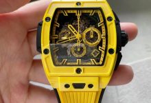 Hublot Spirit of Big Bang Yellow Ceramic Skeleton Chronograph Luxury Watch Quick Release Strap Edition-Bokey Time